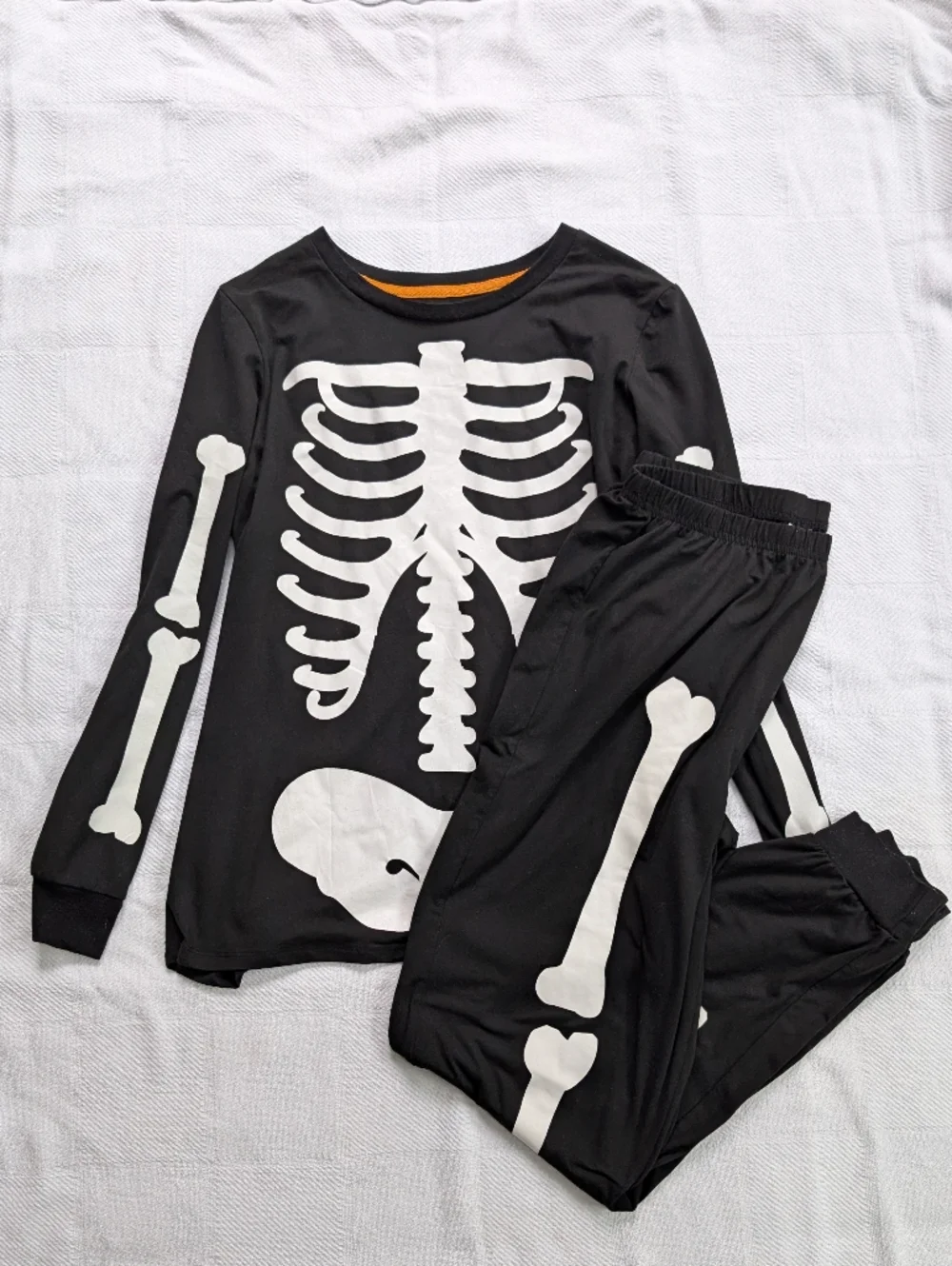 Halloween Black Glow In The Dark Skeleton Print Pajamas Medium Way To Celebrate